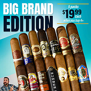 Bulk Fivers, Big Brand Edition Cigars: Price Drops Down To $19.99 on 4+ Bundles @ Cigar Page~Free Shipping!