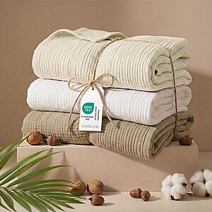 Bedsure 4-Layer Cotton Muslin Throw Blanket (50" x 70", Beige or White) from $14.39 & More + Free Shipping w/ Prime or on $35+