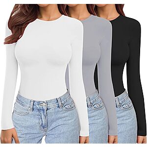 3-Pack Ekouaer Women's Long Sleeve Crew Neck Shirts (Various) $14.99 ($4.99 each) + Free Shipping w/ Prime or on $35+