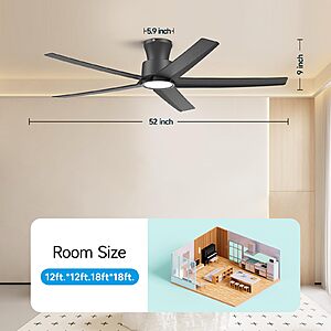 52" ocioc Smart Ceiling Fan w/ Dimmable Light $59 + Free S/H