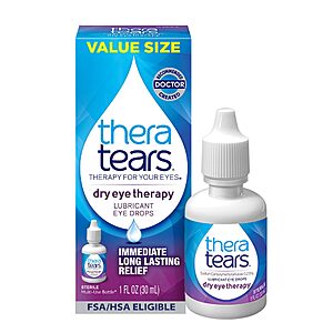 TheraTears Dry Eye Therapy Eye Drops for Dry Eyes, 1.0 fl oz (30mL) Value Size  $6.40 with S&S