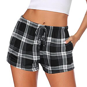 Ekouaer Women Pajama Shorts Comfy Lounge Bottom with Pockets Plaid Sleepwear Drawstring Pj Bottoms Sleep Shorts XXL $7.99