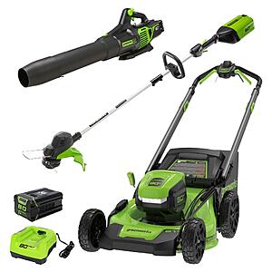 Greenworks PRO 80-volt Cordless Battery String Trimmer and Leaf Blower and Lawn Mower and Combo Kit 4 Ah (Battery Included) (Charger Included) $499