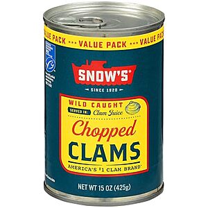[SnS, AC] $2.48* | 15-Oz Snow's Wild Caught Chopped Canned Clams at Amazon