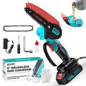 6" K VOLTKORE Brushless Cordless Mini Chainsaw w/ 20V 2000mAh Battery $18.99 + Free Shipping w/ Prime or on $35+