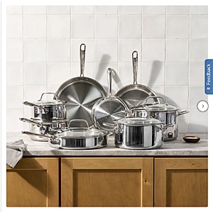 T-fal Tri-Ply 13-piece Stainless Steel Cookware Set $189.99 Free Shipping Costco.com