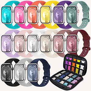 15-Pack Brigtlaiff Soft Silicone Wristbands w/ Storage Case for Apple Watch $9.99 + Free Shipping w/ Prime or on $35+