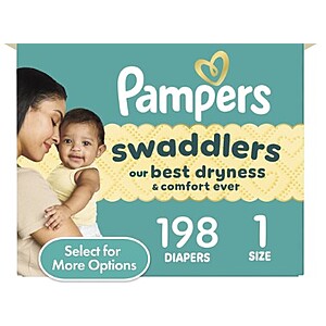 Pampers Swaddlers Disposable Diapers, Size 1, 198ct - $33.99 + free shipping + AND MORE $39.99