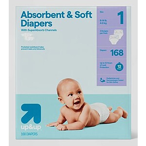 Disposable Diapers - up&up, size 1, 168ct - $16.14 + free shipping + AND MORE