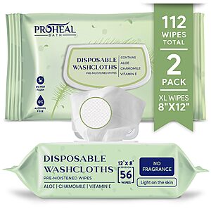 X Large Wet Wipes for Adults - 2 Packs of 56 [112 Count] Disposable Incontinence Wipes, 12" x 8" Adult Wipes $11.48