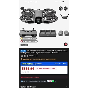 DJI Neo 2 Fly More Combo w/ RC-N3, 4K Camera Drone