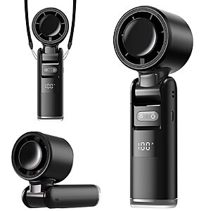 Lerat 4000mAh 3-in-1 Portable Handheld Turbo Fan w/ LED Display & Flashlight (Black or White) $6.99 + Free Shipping w/ Prime or on $35+