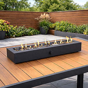 28" allen + roth W 40000 Maximum BTUs Steel Rectangle Portable Liquid Propane Fire Pit (Black) + Free Shipping or Pickup at Lowe's $79