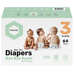 Parasol Clear+Dry Natural Disposable Diapers $21.99
