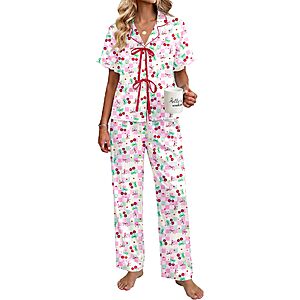 2-Piece Ekouaer Women's Satin Short Sleeve Pajama Set w/ Pockets (Various) $11.99 + Free Shipping w/ Prime or on $35+