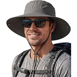 QEUOYSS Wide Brim Sun Hat (Dark Gray or Khaki) $5.99 + Free Shipping w/ Prime or on $35+