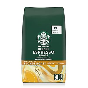 [SnS, AC] $17.33 | 28-Oz Starbucks Whole Coffee Beans (Blonde Espresso Roast) at Amazon