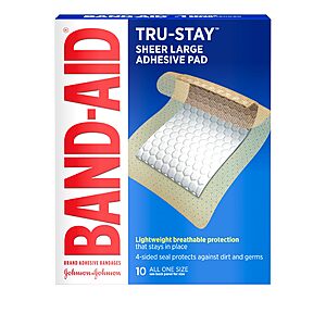 [Select Amazon Accounts] 10-Count Band-Aid Tru-Stay Adhesive Pads (Large) $2.18 w/ S&S + Free Shipping w/ Prime or on $35+