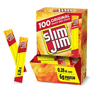 Slim Jim Smoked Meat Sticks, Original Flavor, Snack Size, 0.28 oz. (100 Count) $17.07