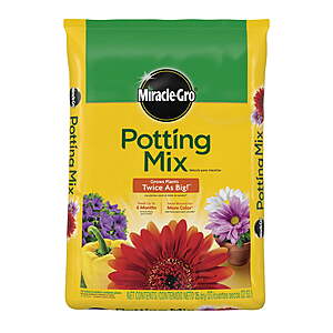 $8 FS Walmart+ or Pick Up Miracle-Gro Potting Mix, For Indoor or Outdoor Potted Plants, Flowers, Shrubs, 25 qt.