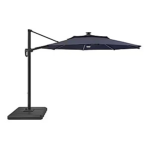 11 ft. Aluminum Cantilever Solar LED Offset Patio Umbrella in Midnight Blue $199