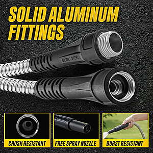 $20 or $35 FS Walmart+ by REALCO 25 or 50 Foot BIONIC STEEL Metal Garden Hose with Sprayer Nozzle, Non Kinking Designed Stainless Steel Heavy Duty Water Hose