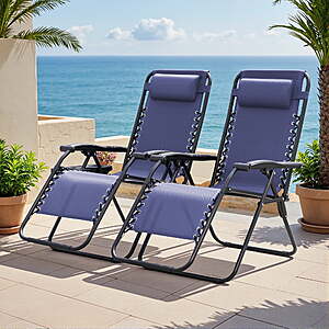 $66-70 Choice of Five Colors Walmart Mktplace FS: Lacoo Set of 2 Zero Gravity Chair Patio  Lounge Chair Reclining  with Adjustable Pillow