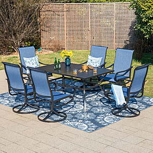$170 FS WALMART MARKETPLACE: MF Studio 6-Person Outdoor Rectangular Metal Dining Table with Umbrella Hole, All-Weather Resistance