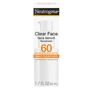 [Select Accounts] 1.7-Oz Neutrogena Clear Face Serum SPF 60 Sunscreen with Green Tea $9.72 w/ S&S + Free Shipping w/ Prime or on $35+