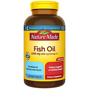 [Select Accounts] 230-Count 1200mg Nature Made Fish Oil Supplements Softgels $9.19 w/ S&S + Free Shipping w/ Prime or on $35+