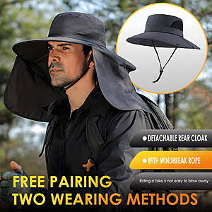 $9.89 FS WALMART+ in 4 colors : REDESS Nylon Fishing Hat for Men and Women,UPF50+ Sun Hat with Neck Flap,Light Grey