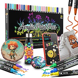 Desire Deluxe Acrylic Paint Pens for Rock Painting, Stone, Ceramic, Glass, Wood, Canvas – Set of 26 Non Toxic Water Based Markers - Great Artists Painting Supplies  $4.5