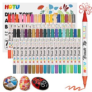 Amazon - 72 Colors Acrylic Paint Markers, Acrylic Markers with 36 Dual-Brush Tip Paint Markers for Stocking Stuffers, Rocks, Coloring Books, DIY Art Supplies - $12.99