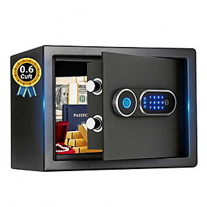 Safe Box (Black),Blacksmith 0.6 Cuft Biometric Safe Lock Box with Fingerprint,Code and Keys Quick Unlock,Security Money Safe Lock Cabinet,Black $50.99