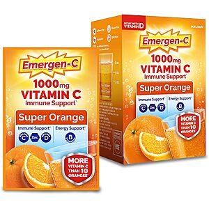 10-Count Emergen-C 1000mg Vitamin C Immune Support Powder (Super Orange) $3.29 w/ S&S + Free Shipping w/ Prime or on $35+