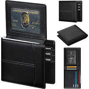 furid Men's RFID Vegan Leather Wallet w/ Credit Card Holder & 2 ID Windows (Various) $4.99 + Free Shipping w/ Prime or on $35+