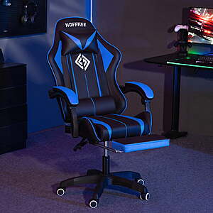 Hoffree Gaming Chair Massage Game Chair with Footrest and Massage Lumbar Support Ergonomic Computer Chair Height Adjustable with Swivel Seat and Headrest $88.79