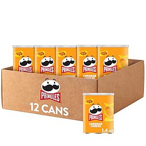 [SnS, AC] $7.56 | 12-Pack 1.41-Oz Pringles Potato Crisps Chips (Cheddar Cheese) at Amazon
