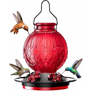 26-Oz solawngarden Vintage Glass Hummingbird Feeder w/ Perch $10.19 + Free Shipping w/ Prime or on $35+