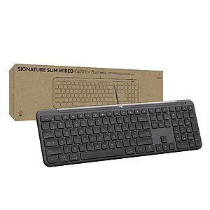 Logitech Signature Slim Wired K620 for Business, Full-Size Keyboard, Graphite $28.49 + Free Shipping w/ Prime or on $35+