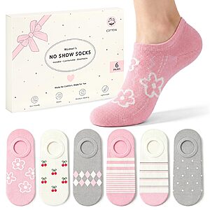 6-Pairs Toes Home Women's 85% Cotton Non-Slip No Show Socks w/ Heel Grip (Various, Sizzes 6-9, 8-11) $8.99 + Free Shipping w/ Prime or on $35+