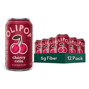 12-Pack 12-Oz OLIPOP Prebiotic Soda (Cherry Cola) $12.94 w/ S&S + Free Shipping w/ Prime or on $35+