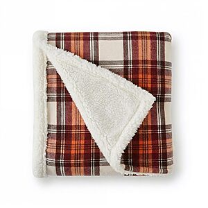 Eddie Bauer - Sherpa Throw Blanket for Couch 50x60 – Ultra Soft Reversible Fleece & Plush Sherpa Blanket, Warm Cozy Plaid Throw Blanket for Sofa, Bed, Living Room $9.95