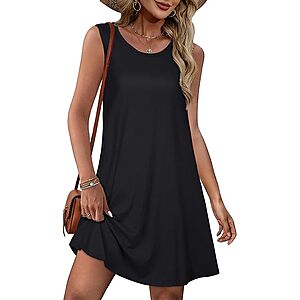 elescat Women's Sleeveless Floral A-Line Sundress w/ Pockets (Black) from $8.99 + Free Shipping w/ Prime or on $35+