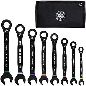 $44.98** | 8-Piece Klein Tools Ratcheting Combination Wrench Set, SAE, 5/16 to 3/4-Inch (69408G) at Amazon