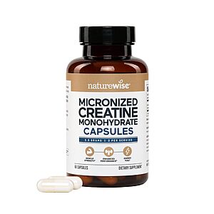 [S&S]60 Capsules NatureWise Micronized Creatine Monohydrate Pills, 2500mg Per Serving $9.40 + Free S&H w/ Prime or $35+