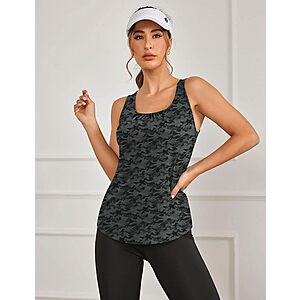 PINSPARK Workout Tank Tops for Women Sleeveless Racerback Athletic Running Yoga Shirts $6.99