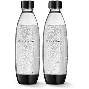 [SnS] $9.50* | 2-Pack 1L sodastream Dishwasher Safe Slim Bottle (Black) at Amazon