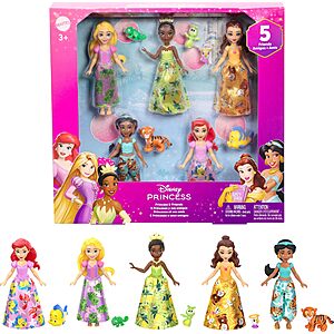 $16.19: Mattel Disney Princess & Friends Set with 5 Posable Small Dolls and 5 Friend Figures