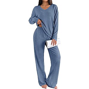 Ekouaer Women's Ribbed Lounge Set $11 + FS w/ Prime or orders $35+